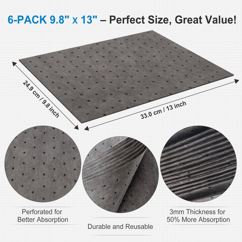 AAwipes Oil Absorbent Pads Universal for All Liquids Oil Spill Control Oil Absorbing Sheets for Garage, Car, Truck, Motorcycle Grey 100 Pack 9.8"" X 13"" OG1013-100 - Image 3